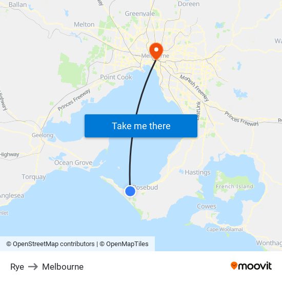 Rye to Melbourne map