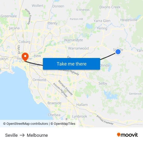 Seville to Melbourne map