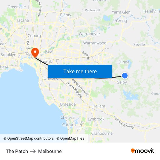 The Patch to Melbourne map