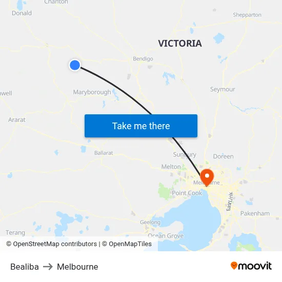 Bealiba to Melbourne map