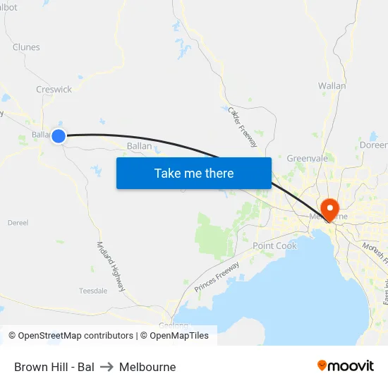 Brown Hill - Bal to Melbourne map