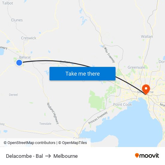 Delacombe - Bal to Melbourne map