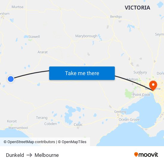 Dunkeld to Melbourne map