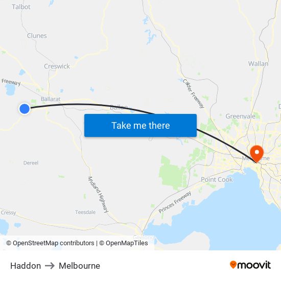 Haddon to Melbourne map