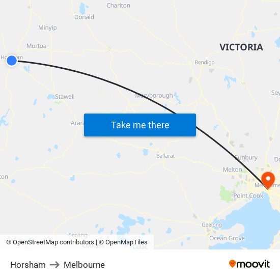 Horsham to Melbourne map