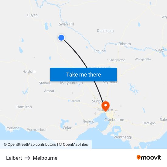 Lalbert to Melbourne map