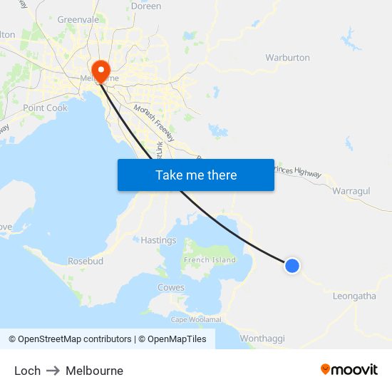 Loch to Melbourne map