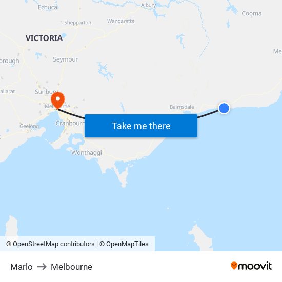 Marlo to Melbourne map