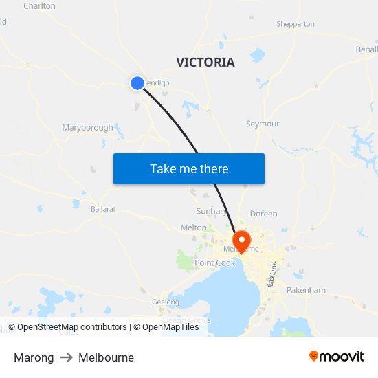 Marong to Melbourne map