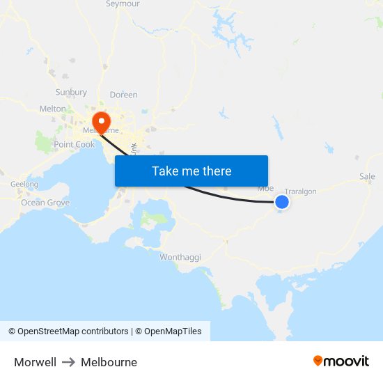 Morwell to Melbourne map