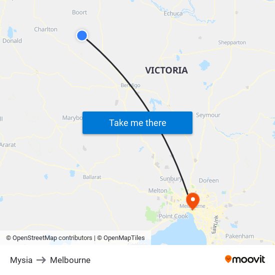 Mysia to Melbourne map