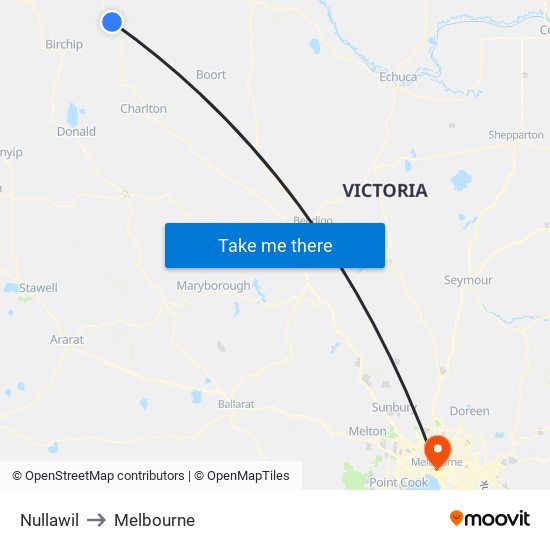 Nullawil to Melbourne map