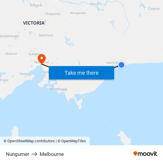 Nungurner to Melbourne map