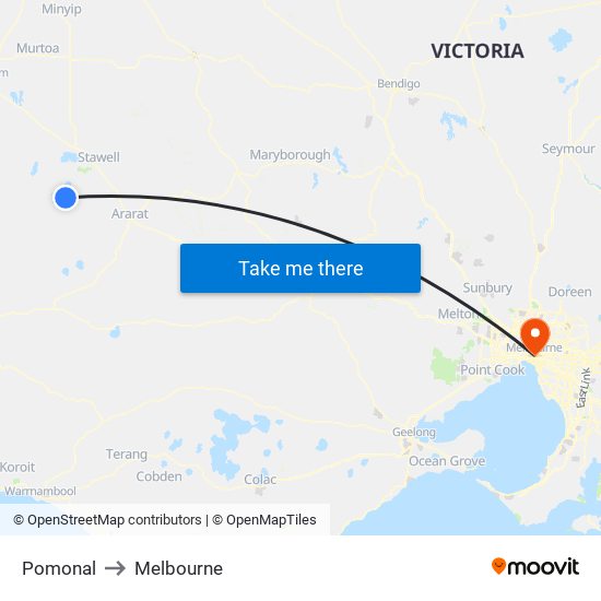 Pomonal to Melbourne map