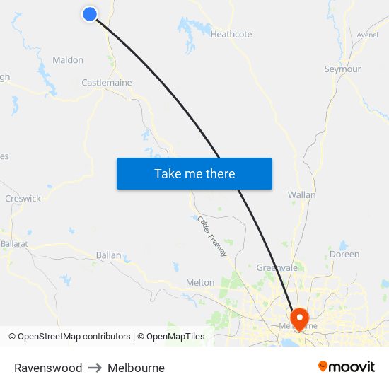 Ravenswood to Melbourne map