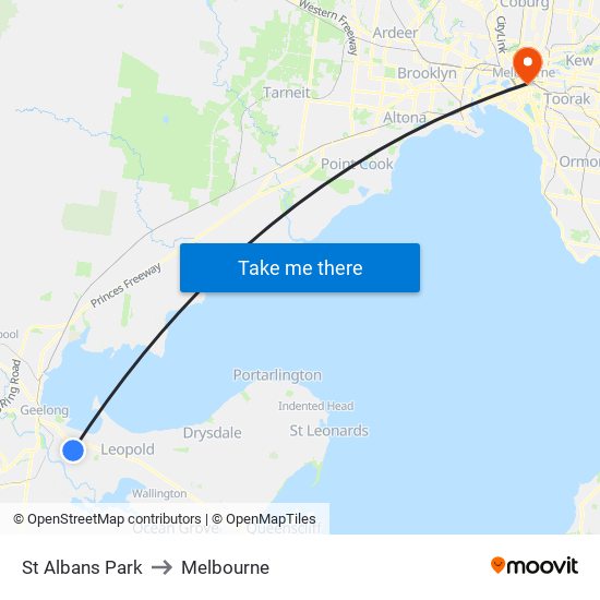 St Albans Park to Melbourne map