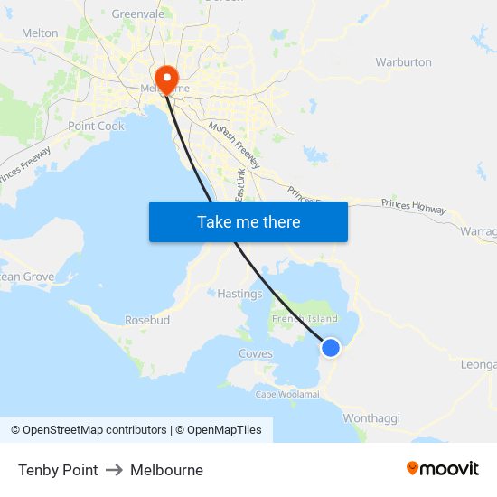 Tenby Point to Melbourne map