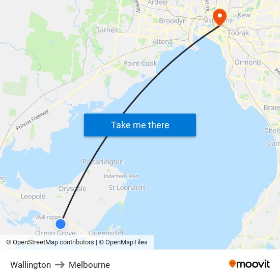 Wallington to Melbourne map