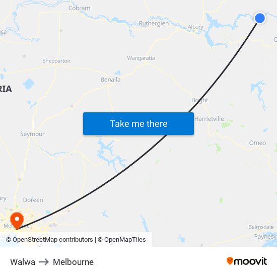 Walwa to Melbourne map