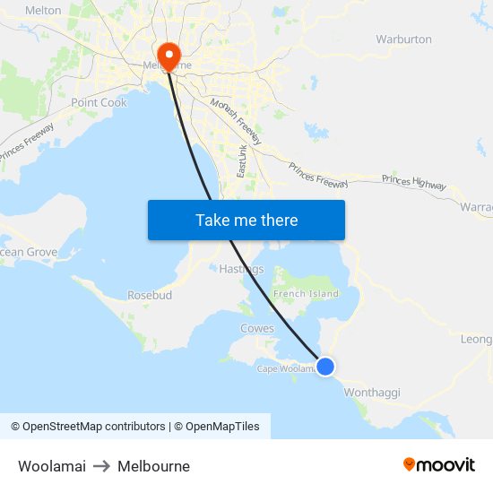 Woolamai to Melbourne map