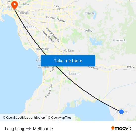 Lang Lang to Melbourne map