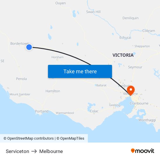 Serviceton to Melbourne map