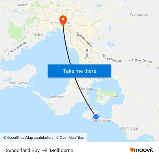 Sunderland Bay to Melbourne map