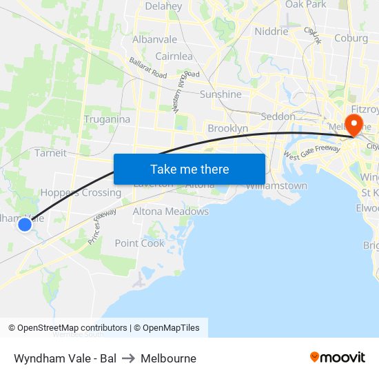 Wyndham Vale - Bal to Melbourne map