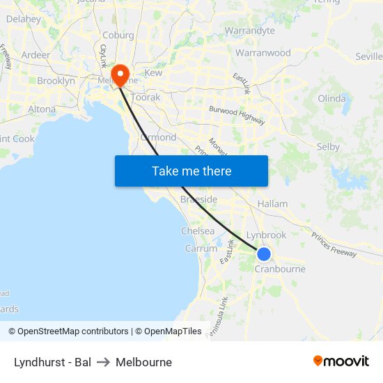 Lyndhurst - Bal to Melbourne map