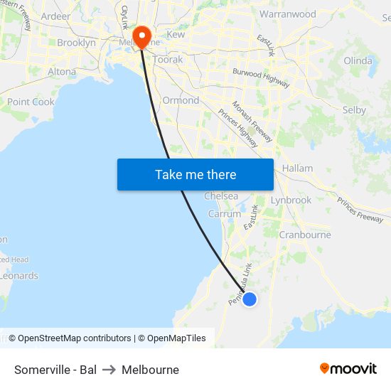 Somerville - Bal to Melbourne map