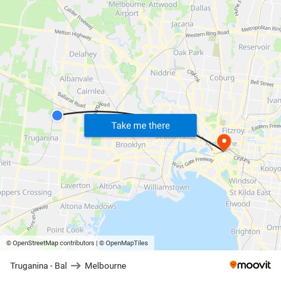 Truganina - Bal to Melbourne map