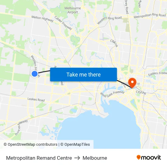 Metropolitan Remand Centre to Melbourne map