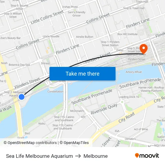 Sea Life Melbourne Aquarium to Melbourne map