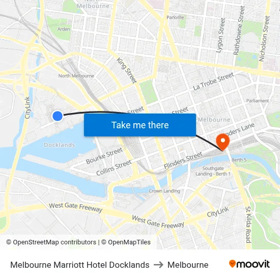 Melbourne Marriott Hotel Docklands to Melbourne map