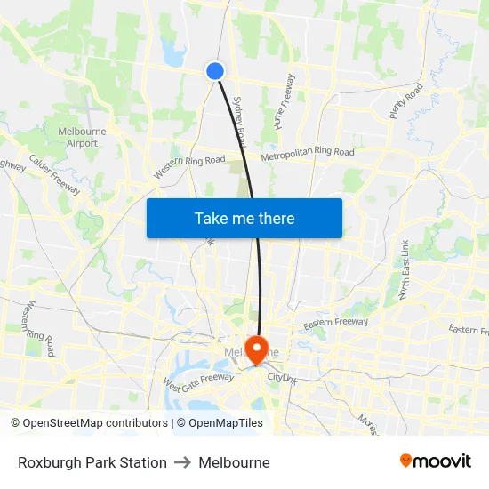Roxburgh Park Station to Melbourne map