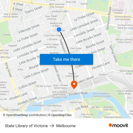 State Library of Victoria to Melbourne map
