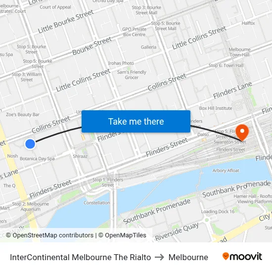 InterContinental Melbourne The Rialto to Melbourne map