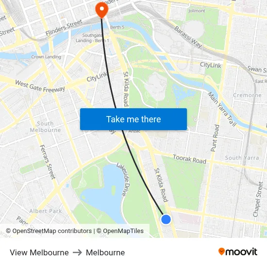 View Melbourne to Melbourne map