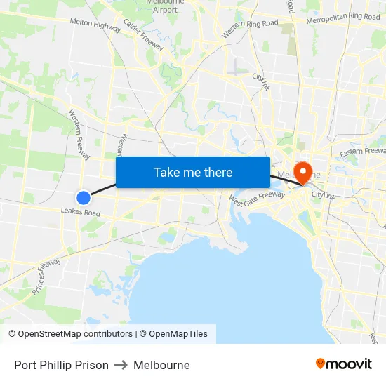 Port Phillip Prison to Melbourne map