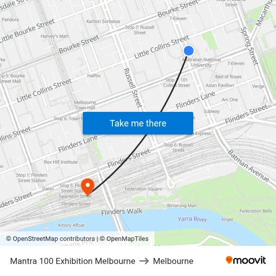 Mantra 100 Exhibition Melbourne to Melbourne map