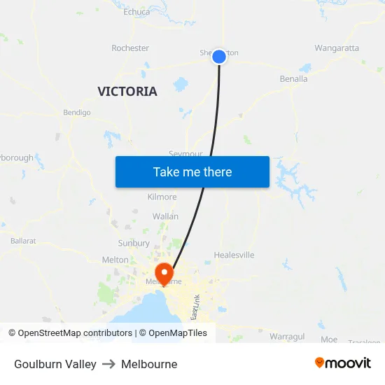 Goulburn Valley to Melbourne map