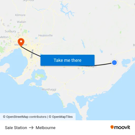 Sale Station to Melbourne map
