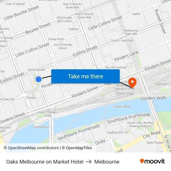 Oaks Melbourne on Market Hotel to Melbourne map