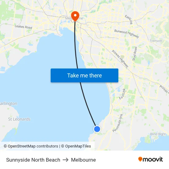 Sunnyside North Beach to Melbourne map