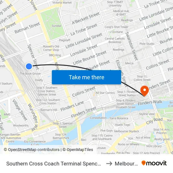 Southern Cross Coach Terminal Spencer St to Melbourne map