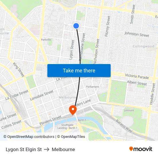 Lygon St Elgin St to Melbourne map