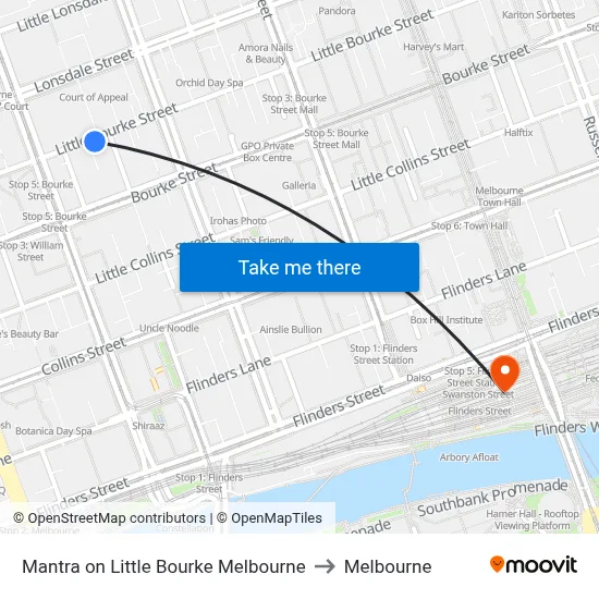 Mantra on Little Bourke Melbourne to Melbourne map