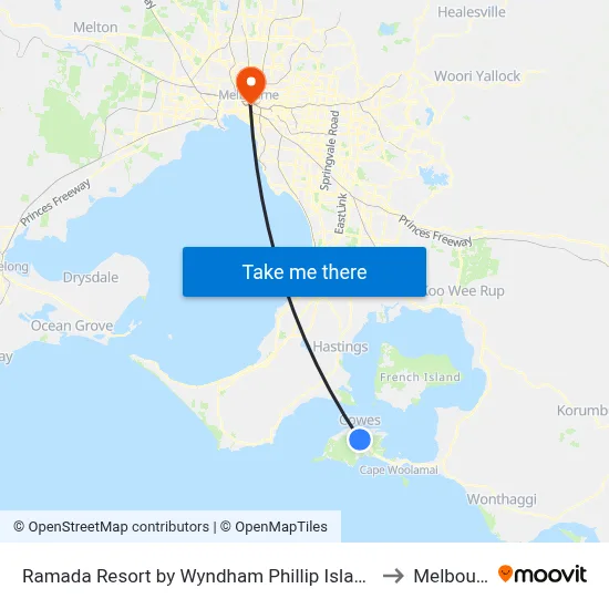 Ramada Resort by Wyndham Phillip Island Cowes to Melbourne map