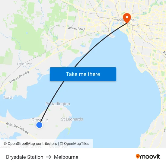 Drysdale Station to Melbourne map