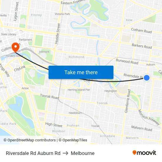 Riversdale Rd Auburn Rd to Melbourne map